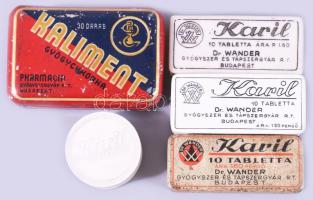 5 darab régi kis gyógyszeres doboz