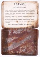 Astmol cigaretták fém doboz, kopással, 9x12,5 cm