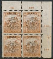 Kolozsvár 1919 Arató 2f ívsarki 4-es tömb, az ívszélen Holdacska jelzéssel, Bodor vizsgálójellel