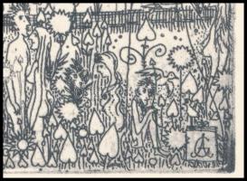 Gross Arnold (1929-2015): A művészet dicsérete. Ofszet nyomat, papír, jelzett a nyomaton. Az 1973-ba...