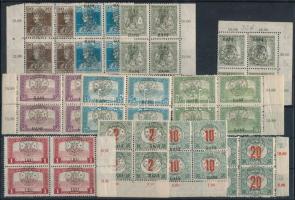 Kolozsvár 1919 11 db ívszéli / ívsarki 4-es tömb, Bodor vizsgálójellel