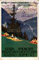 Tátrafüred, Ótátrafüred, Altschmecks, Stary Smokovec (Magas-Tátra, Vysoké Tatry); Tátrafüred-gyógyfürdő, turisztikai reklámlap / Kurbad Schmecks / tourist advertisement (kopott sarkak / worn corners)