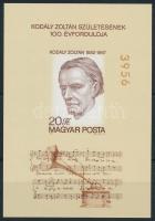 1982 Kodály Zoltán vágott blokk (5.000)