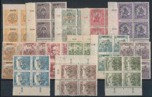 Kolozsvár 1919 14 db ívszéli / ívsarki 4-es tömb, Bodor vizsgálójellel