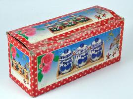 Bontatlan kerámia fűszeres edények, eredeti dobozában polccal m: 10 cm