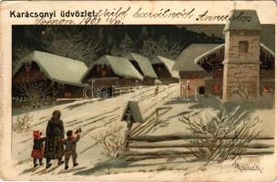 1903 Karácsonyi üdvözlet / Christmas greeting art postcard. "Erika" No. 764. litho s: Mailick (Rb)