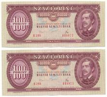 1975. 100Ft (2x) sorszámkövetők "B 398 098972 - B 398 098973" T:AU,XF Adamo F33