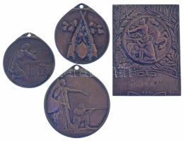 Vegyes 4db-os lövészérem tétel, közülük kettő "Füsti" gyártói jelzéssel T:AU,XF