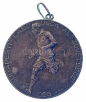 1935. "Budapesti Labdarúgók Alszövetsége 1926" fém díjérem füllel, "Ujonc dij 6 csop. I. 1934-35." véséssel (40mm) T:XF ph., ptina