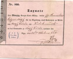 Nagykőrösi 40Kr-ról szóló nyugta csendőri kíséretért