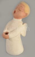 Éneklő angyal (gyertyatartó), kézzel festett kerámia, jelzett (II Hungary), hibátlan, m:15 cm