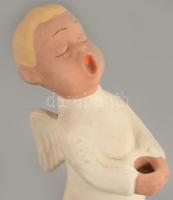 Éneklő angyal (gyertyatartó), kézzel festett kerámia, jelzett (II Hungary), hibátlan, m:15 cm
