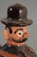 Szüretelő bajszos ember. Mázas kerámia, j.n. hibátlan 21 cm