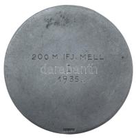 1935 k. "Magyar Úszó Szövetség" egyoldalas jelzetlen Ag(?) emlékérem hátoldalon "200 ...