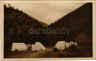1931 Felsőtárkány, 5. sz. K.E.G. cserkészcsapat 1911-131. tábori 1930-ban. Kovacsics-Denkmayer Ernő felvétele / Hungarian boy scout camp (Rb)