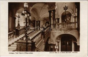 Budapest V. Országos Tiszti Kaszinó, főlépcsőház, belső. Brunhuber Béla udvari és kamarai fényképész műterméből. Váci utca 38.