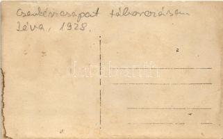 1928 Léva, Levice; cserkészcsapat táborozása, szakácsok / Hungarian scouts camp, chefs. photo (fl)