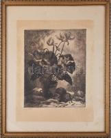 Hajdu jelzéssel: Csendélet. Rézkarc, papír, lapszéli elszíneződéssel, üvegezett fakeretben, 30×24 cm