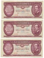 1980. 100Ft (3x) sorszámkövetők "B 232 163844 - B 232 163846" T:F szép papír Adamo F34