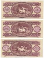 1980. 100Ft (3x) sorszámkövetők "B 232 163844 - B 232 163846" T:F szép papír Adamo F34