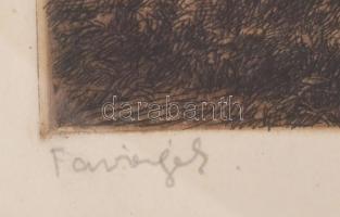 Görög Rezső (1930-): Favágók. Rézkarc, papír, jelzett, üvegezett fakeretben, 30×40 cm