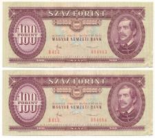 1984. 100Ft (2x) sorszámkövetők "B 613 084883 - B 613 084884" T:AU hullámos papír, sarokhajlás Adamo F35
