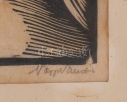 Nagy Nándor (1894-1979): Nyárádszentandrás, (Erdély), 1930 körül. Linómetszet, papír, jelzett. Üvege...