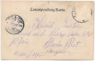 1905 Korneuburg, K.u.K. Eisenbahn- und Telegrafenregiment, Bekränzte Lokomotiven. Johann Lederer / r...