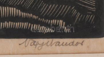 Nagy Nándor (1894-1979): Nyárádszereda, (Erdély), 1936. Linómetszet, papír, jelzett. Üvegezett faker...