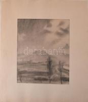 Nagy Nándor (1894-1979): Táj (Nagybánya környéke?), 1925. Ceruza, papír, jelzett. 24×19,5 cm