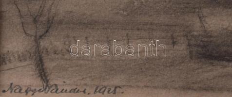 Nagy Nándor (1894-1979): Táj (Nagybánya környéke?), 1925. Ceruza, papír, jelzett. 24×19,5 cm