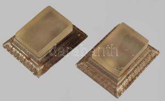 2 db kristály és fém levélnehezék, kis sérüléssel 11 cm