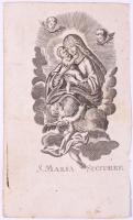 cca 1800 Segítő Szűz Máriát ábrázoló rézmetszetű szentkép 10x16 cm
