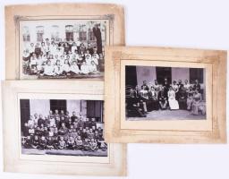 ca 1900 9 db nagy méretű csoportkép, fotó, kabinetfotó