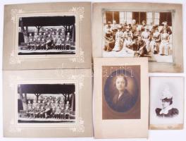 ca 1900 9 db nagy méretű csoportkép, fotó, kabinetfotó
