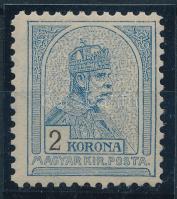 1904 Turul 2K 11 1/2 fogazással, luxus állapotban! Eredeti gumi, élénk, friss szín. A bélyeg a 20. századi magyar filatélia fogazási különlegessége, postatisztán alig látni! Certificate: Glatz  1904 Mi 88 B, perforation 11 1/2, luxury condition! R! Certificate: Glatz