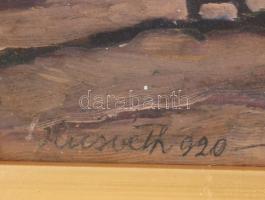 Husvéth Lajos (1896-1956): Napfényes udvar, 1920. Olaj, fa. Jelzett.Apró felületi sérülésekkel. Deko...