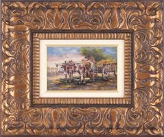 Jelzés nélkül, XX. sz. első fele: Szekér. Olaj, fa. Hátoldalán G Németh Pál bélyegzéssel. Dekoratív ...