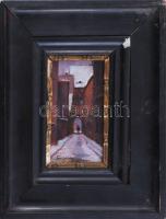 Turi-Jobbágy Miklós (1882-?): Udvar alakkal. Olaj, karton. Jelzett. Hátoldalán 1990 előtti MNG kivit...