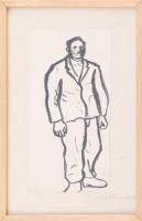 Diener Rudi jelzéssel: Alak. Tus, papír. Üvegezett fakeretben. 23,5x12 cm