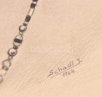 Schadl jelzéssel: Női arckép. Ceruza, papír. Fakeretben. 41x29 cm