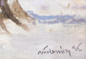 Kolozsváry Kamilló (1936-2008): Szekéren hazafelé. Olaj, vászon, kartonra kasírozva, jelzett. Dekora...