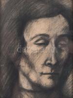 Olvashatatlan jelzéssel: Arckép. Szén, papír. Üvegezett fakeretben, 33x25 cm