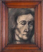 Olvashatatlan jelzéssel: Arckép. Szén, papír. Üvegezett fakeretben, 33x25 cm