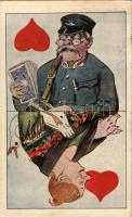 1906 Francia kártyalap, kőr. / Hearts card from French playing cards (EK)