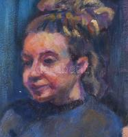 Kmetty jelzéssel: Női portré. Olaj, farost. Fakeretben, 50×40 cm