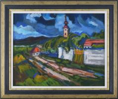 Kmetty jelzéssel: Színes kép. Olaj, karton. Dekoratív fakeretben, 38,5×48,5 cm