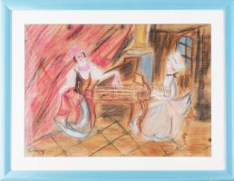 Gulácsy jelzéssel: Zene van. Pasztell, papír. Üvegezett fakeretben, 33,5×47,5 cm