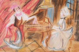 Gulácsy jelzéssel: Zene van. Pasztell, papír. Üvegezett fakeretben, 33,5×47,5 cm