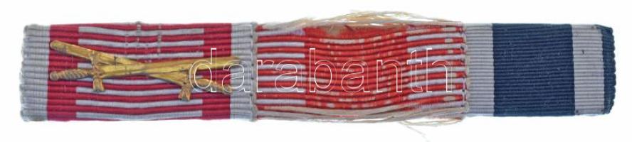 DN I. világháborús osztrák és német (porosz) kitüntetések szalagsávjai, összevarrva T:F World War I Austrian and German (Prussian) award ribbons, sewn together C:F